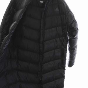 adidas ダウンロングコート ベンチコート ジップアップ アウター S 黒 ブラック BQ4254 /DK