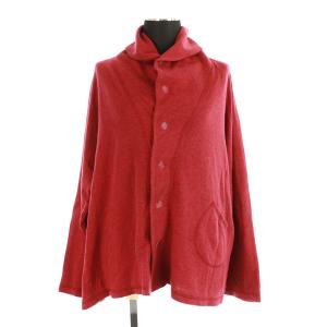 カーディガン スウェット 長袖 スナップボタン ジャケット 裏パイル M 赤