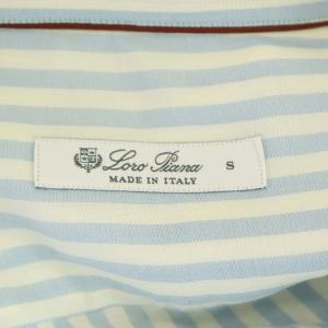 Loro Piana シャツ 長袖 シルク ストライプ S 白 水色
