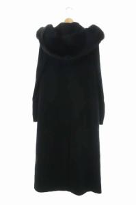 GRACE CONTINENTAL  コート 毛 ウール ファー フォックス ロング 38 黒 ブラック