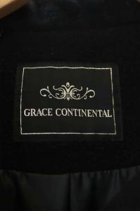 GRACE CONTINENTAL  コート 毛 ウール ファー フォックス ロング 38 黒 ブラック