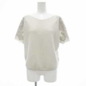 サマーニット セーター 半袖 レース 袖刺繍 38 ライトグレー /JS