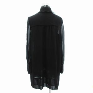 TO BE CHIC フリルシャツ ブラウス 長袖 シアー チュニック丈 40 ブラック /JS