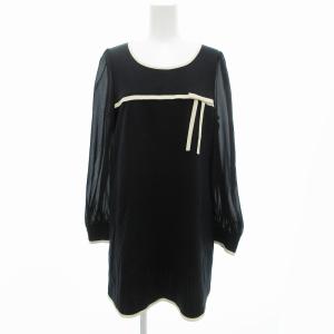 チュニック 長袖 リボン シアー 42 ブラック /JS