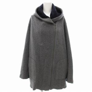 ×Tesj コート ミドル丈 ジャケット フード ダブル 大きいサイズ 48 XXXL チャコールグレー