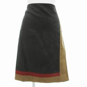 スカート ひざ丈 フェイクスエード 大きいサイズ 48 チャコールグレー レッド ブラウン /JS