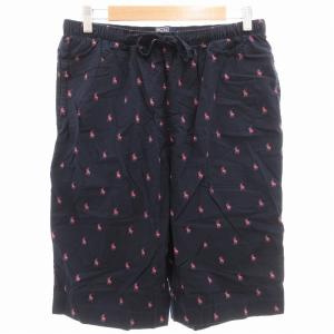 イージーショートパンツ ハーフ ショーツ ポニーロゴ 総柄 L 紺 ネイビー ピンク /GV AA