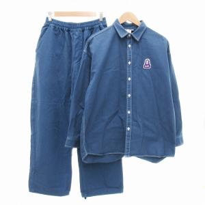 セットアップ シャツジャケット イージーパンツ M 青 ブルー /JS