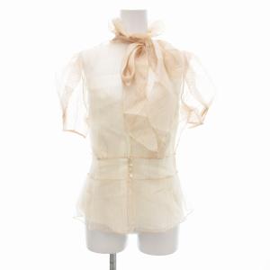 タグ付き アンサンブル シャツ ブラウス 半袖 シアー 絹 シルク 4 ピンクベージュ /JS