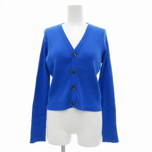 タグ付き カーディガン リブニット Vネック S 青 ブルー /JS