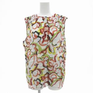シャツ ブラウス ノースリーブ 総柄 シアー リネン混 36 マルチカラー /JS