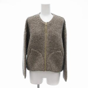 ボアジャケット ブルゾン ノーカラー ドロップショルダー S グレー /TI