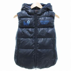 ダウンベスト ジャケット ロゴ プリント M 紺 ネイビー /JS