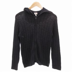 ジップアップパーカー フーディ ケーブルニット 42 紺 ネイビー /FF