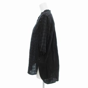 TOMORROWLAND collection プルオーバーシャツ ブラウス 半袖 パンチング 36 ブラック /JS