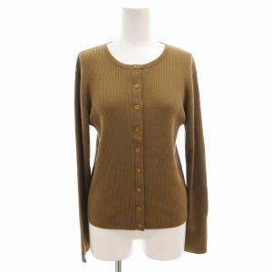 美品 カーディガン ニット リブ ウール 茶 ブラウン /FF