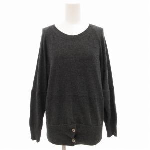 コットンニット セーター 長袖 プルオーバー 薄手 切替 1 グレー /GV