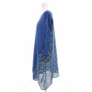 zucca ワンピース ひざ丈 七分袖 ペイズリー柄 総柄 M 青 ブルー /GV