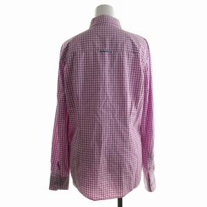 Brooks Brothers シャツ 長袖 ギンガムチェック 刺繍 ワンポイント USA6 M 紫 パープル GY09