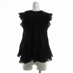 ISABEL MARANT ブラウス フリル ノースリーブ 絹 シルク 34 黒 ブラック