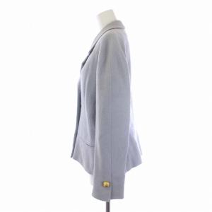 CELINE テーラードジャケット 総裏地 シングル 3B 金ボタン ウール ナイロン 42 M 水色