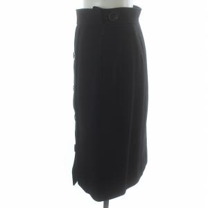 YVES SAINT LAURENT rive gauche タイトスカート ひざ丈 装飾ボタン 黒 ブラック