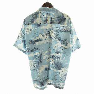 HARLEY DAVIDSON アロハシャツ オープンカラー 開襟 フラワーモチーフ 半袖 S 水色 ライトブルー /NQ GY09