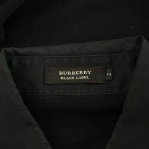 BURBERRY BLACK LABEL ポロシャツ 半袖 レギュラーカラー ストレッチ ロゴ 刺繍 ワンポイント 2 M 黒 ブラック /BB