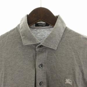 BURBERRY BLACK LABEL ポロシャツ ロゴ刺繍 半袖 2 M グレー /NQ GY09