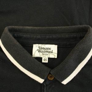 VIVIENNE WESTWOOD MAN ポロシャツ 半袖 オーブ 刺繍 ワンポイント 鹿の子 46 M 黒 ブラック /BB GY09