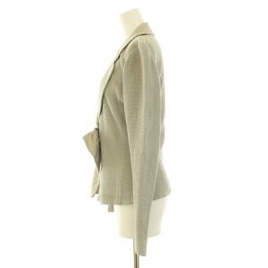 ARMANI COLLEZIONI テーラードジャケット アウター ワッフルニット リボン ベルト 装飾 ウール混 40 M グレー