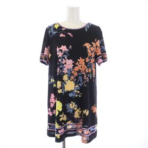 カットソー チュニック 花柄 40 ブラック