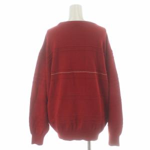 CELINE PARIS ワッペンニットプルオーバー セーター 長袖 L 赤 レッド