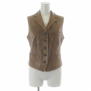 ラムレザーベスト ジャケット 9 M 茶 ブラウン