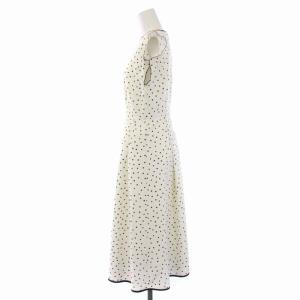 CELFORD 18SS ワンピース ロング フレンチスリーブ ドット柄 38 M 白 ホワイト 黒 ブラック CWFO181052