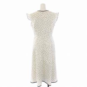 CELFORD 18SS ワンピース ロング フレンチスリーブ ドット柄 38 M 白 ホワイト 黒 ブラック CWFO181052