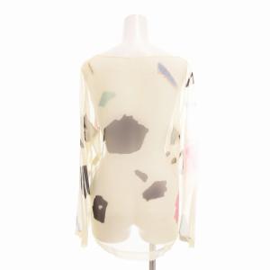 COMME des GARCONS ヴィンテージ シアーカットソー シースルー 長袖 総柄 アイボリー マルチカラー
