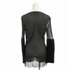 COMME des GARCONS AD1993 シアーブラウス シャツ ノーカラー ニットスリーブ カットオフ 長袖 黒 ブラック