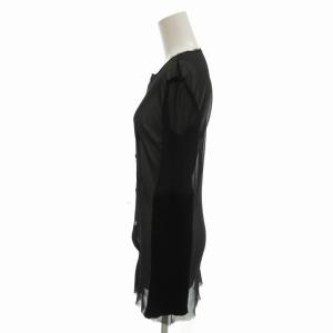 COMME des GARCONS AD1993 シアーブラウス シャツ ノーカラー ニットスリーブ カットオフ 長袖 黒 ブラック