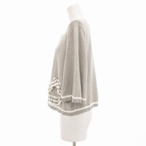 FENDI ニット カーディガン 五分袖 ポケットフリル 42 L グレー