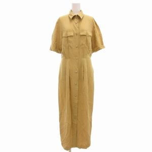 シャツワンピース シルク 半袖 マキシ ロング 42 L ベージュ /UO EC