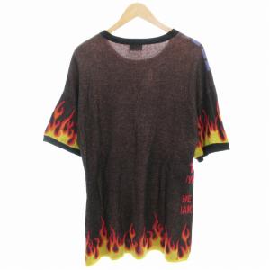 HYSTERIC GLAMOUR 20SS FIRE PATTERN ジャガードプルオーバー ニット 半袖 総柄 F マルチカラー 01201NS11