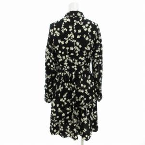 MAX&CO. シャツワンピース 長袖 ひざ丈 花柄 36 S 黒 ブラック 白 ホワイト