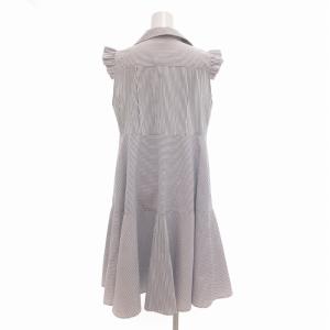 FOXEY NEW YORK シャツワンピース オープンカラー 開襟 オーシャンウェイブ ストライプ ひざ丈 フレンチスリーブ 40