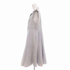 FOXEY NEW YORK シャツワンピース オープンカラー 開襟 オーシャンウェイブ ストライプ ひざ丈 フレンチスリーブ 40