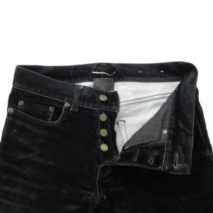 SAINT LAURENT PARIS パンツ ストレート ボタンフライ ベロア イタリア製 27 L 黒 ブラック