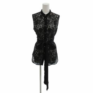 N°21 タグ付き ノースリーブブラウス 総レース リボン 40 L 黒 ブラック /HO EC