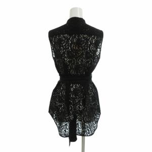 N°21 タグ付き ノースリーブブラウス 総レース リボン 40 L 黒 ブラック /HO EC