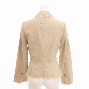 FOXEY BOUTIQUE リネン ジャケット テーラード レース切り替え 総裏地 38 M ベージュ /TZ EC