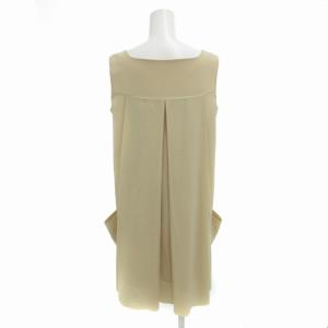 FOXEY NEW YORK ワンピース ストレッチ ひざ丈 ノースリーブ 40 L ベージュ /HO EC